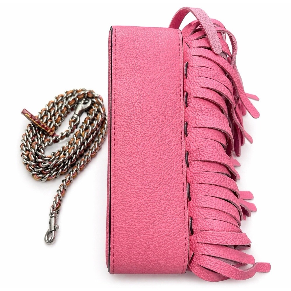 Coach Wild Tea Rose‎ 1941 Fringe Pink Leather Crossbody Kisslock Floral Studded - Picture 3 of 8